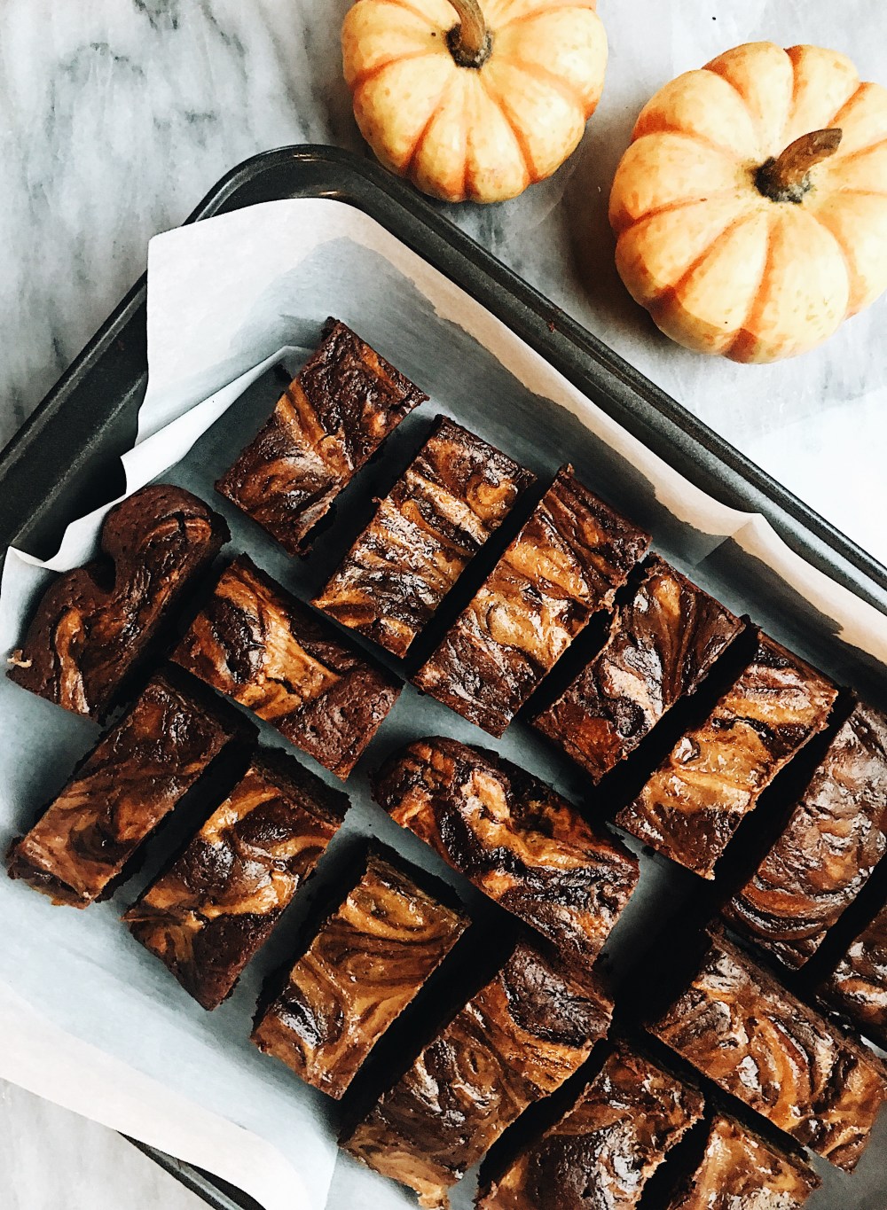 Pumpkin Brownie Sliced