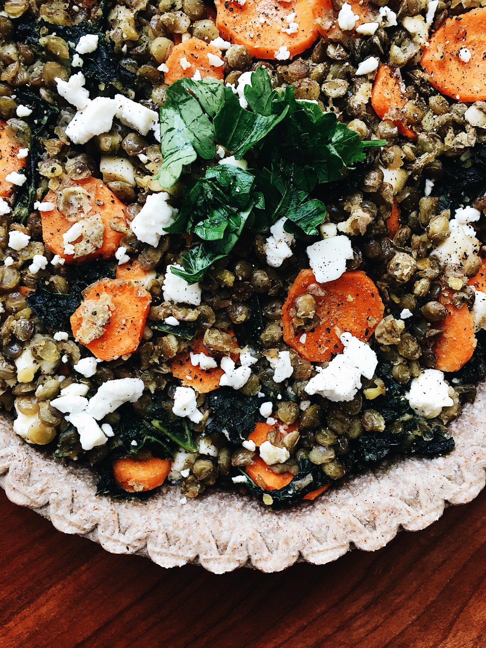 Lentil Pie Vertical but Up Close